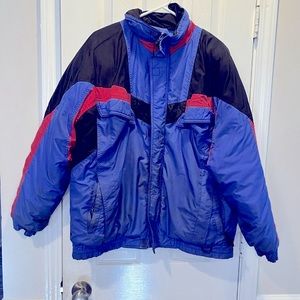 Steep Slopes Fashion Ski Wear Button Front Ski Jacket Zip Pockets Vtg 90s Sz L